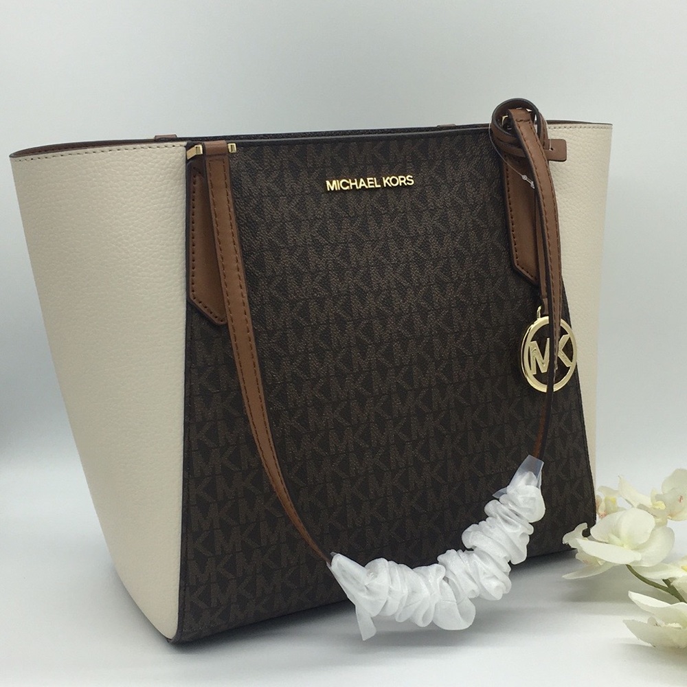 MICHAEL KORS KIMBERLY SM BONDED TOTE LT CRM MULTI - Picture 4 of 9